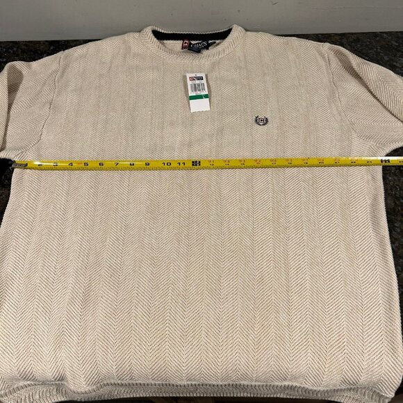 NWT Chaps Sweater Cream Mens Crewneck Large 100% Cotton NEW - Picture 8 of 9